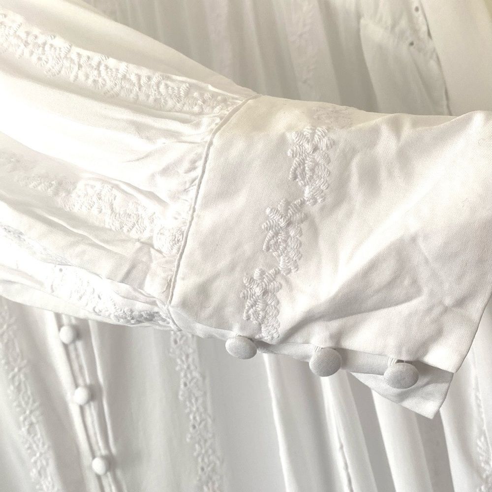 Torrid White Button-Down Long Sleeve Dress w/ Slip Embroidered XXL Cottagecore - Picture 5 of 13